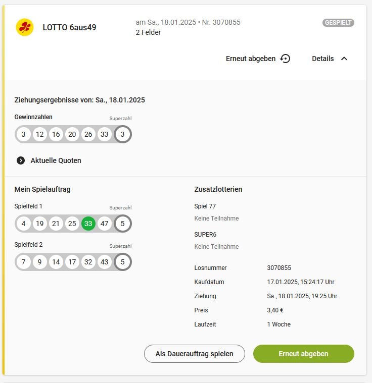 Die Hive-Lotto Gewinner und Quoten vom 18.01.25