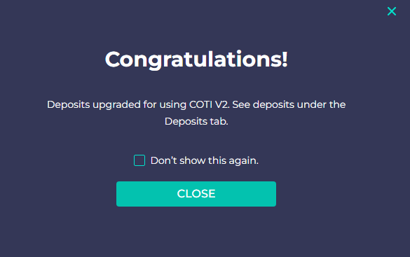 CotiV2 Congratulations