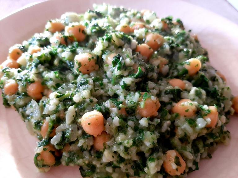 Playfulfoodie chickpea spinach coconut risotto