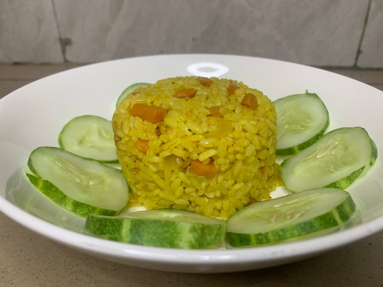 Vibrant green rice with veggies