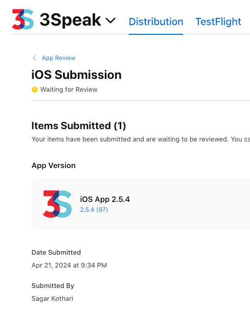 submitted new version to AppStore