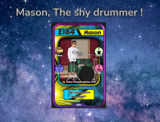 ⭐Mason, The shy drummer + Rising Star Opening pack + Stats⭐