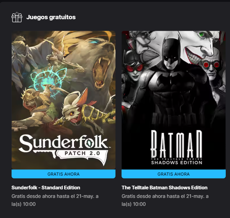 Para esta semana dos juegos gratis #epicgames