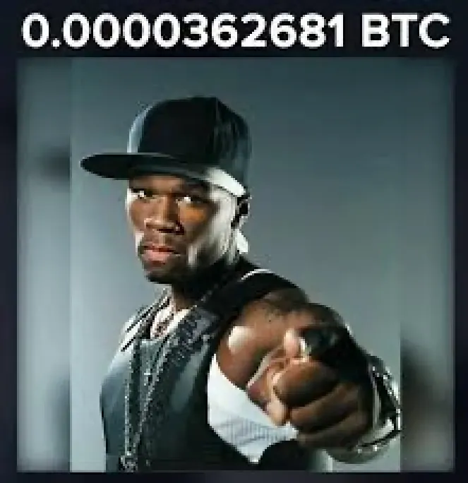 "50 Cent" translated to Bitcoin