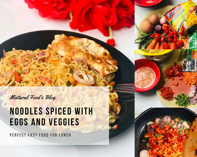 The Quickest And Easiest Lunch To Make - Noodles Spiced With Fried Eggs And Veggies