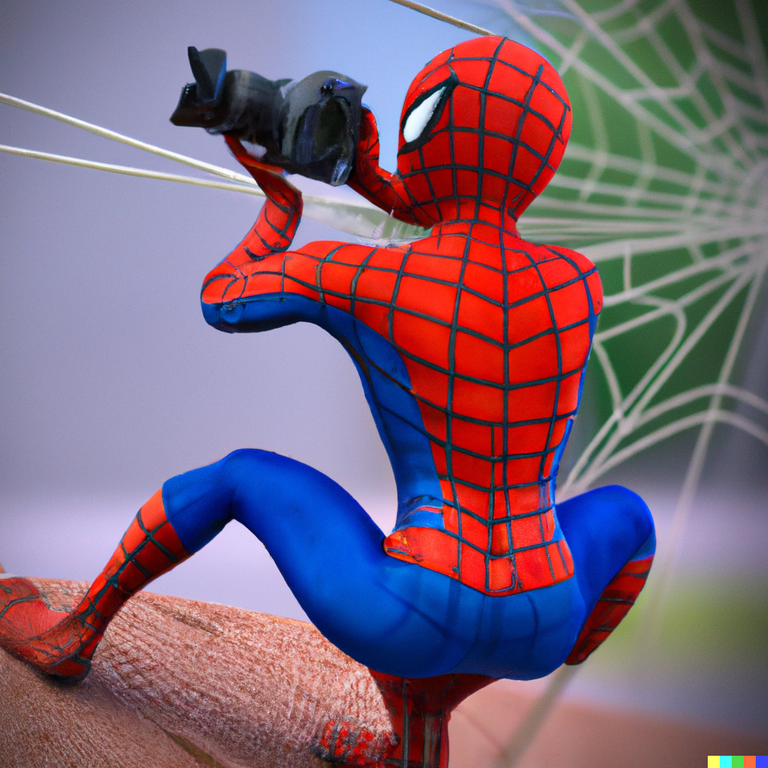  " " \"DALL·E 2023-02-21 00.10.34 - a 3d render to spiderman doing photos.png\"""