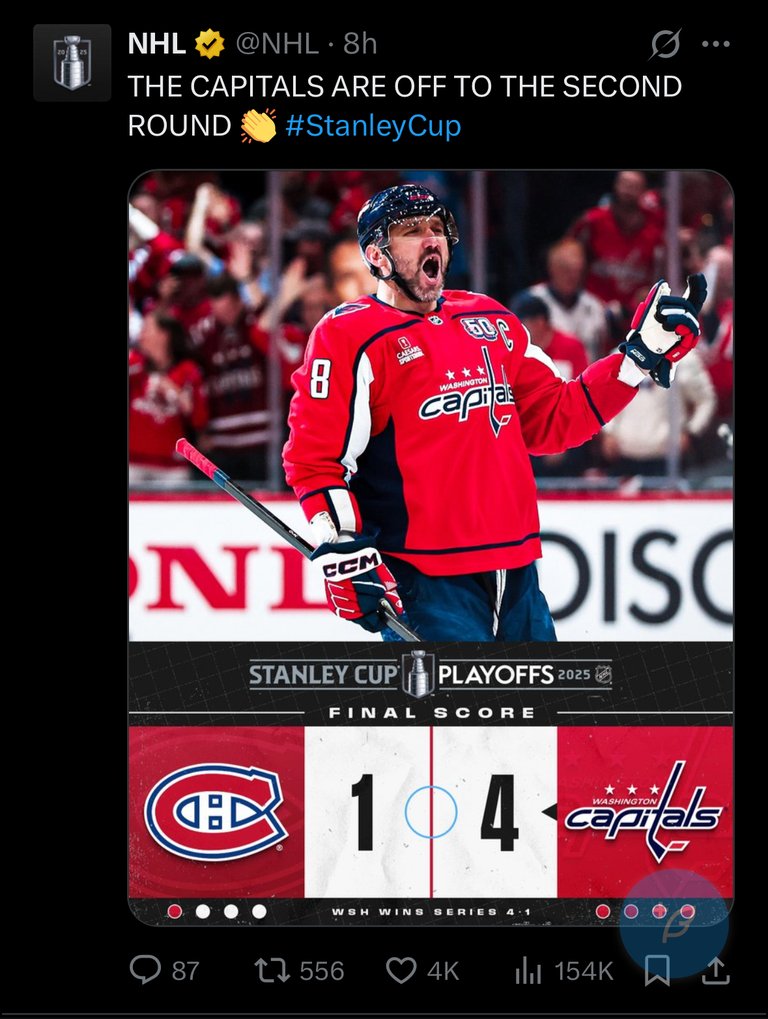 The Washington Capitals move on to the 2nd Round