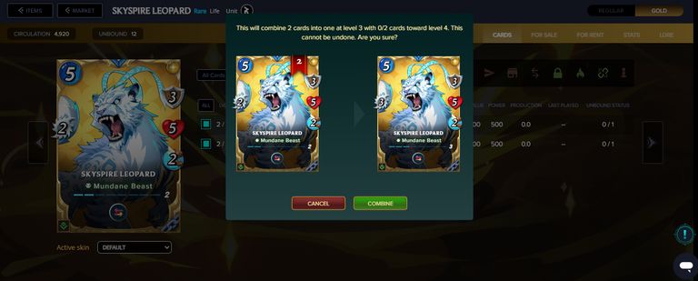 SPLINTERLANDS -  SKYSPIRE LEOPARD  A RARE GOLD FOIL MONSTER TO NEXT LEVEL | CHEST REWARDS