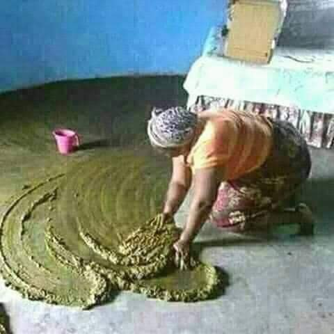 Cow dung flooring is a traditional method of flooring..