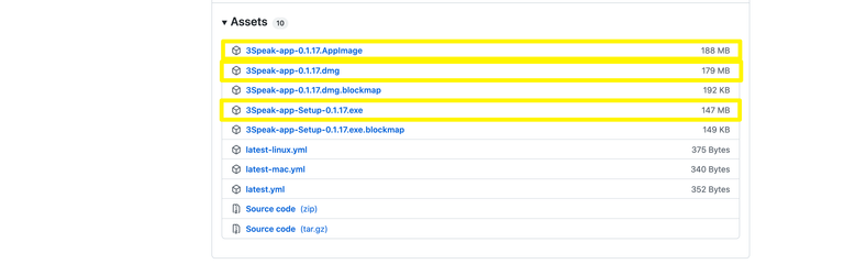 The list of single installer files that you need to choose between.