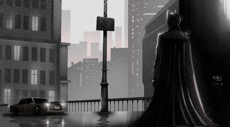 Batman painting greyscale