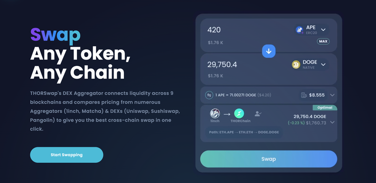 THORSwap allows you to permissionlessly swap any token on any chain.