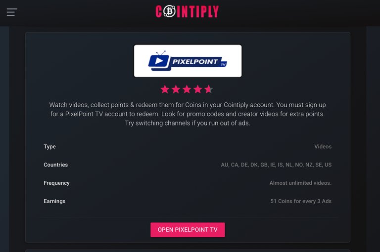 Earn Bitcoin watching Lola videos on PixelPoint.Tv with Cointiply