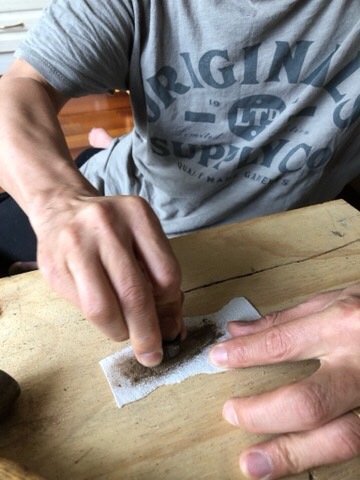 Sanding the gumnut