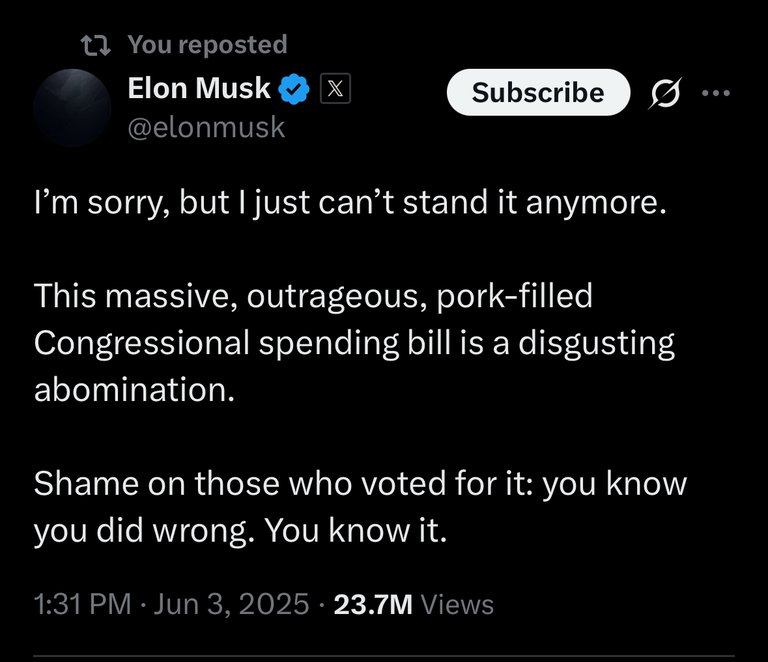 June 3 2025 : Elon Musk Turns on Trump.