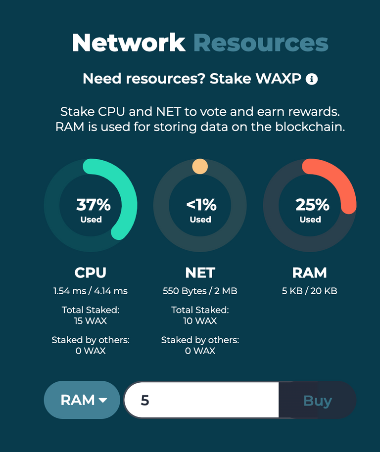 Buy RAM in your WAX wallet.