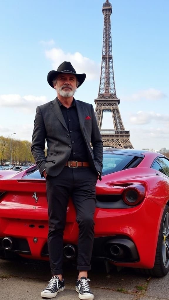 ME AND MY FERRARI IN FRONT OF THE EIFFEL TOWER