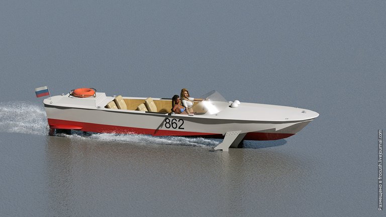 Hydrofoil boat Volga 3D model
