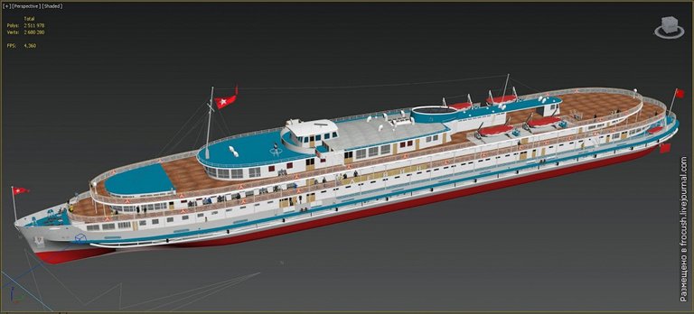 3D model diesel electric ship Lenin view from above