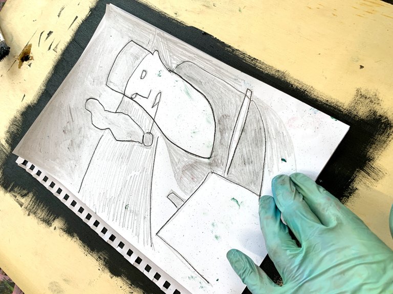I wear gloves as I don't think the chemicals in oil paint are healthy things to get on your skin.