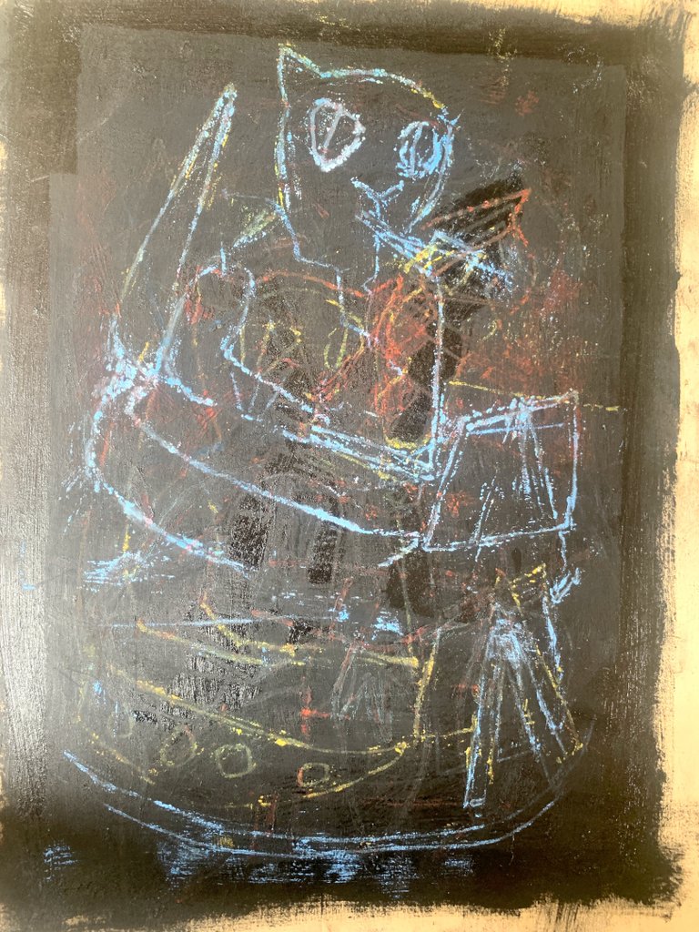 Black oil paint transfer board.
