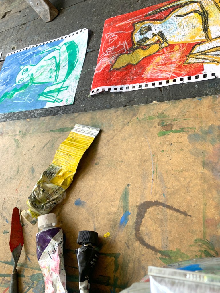 They're done in oil paint.