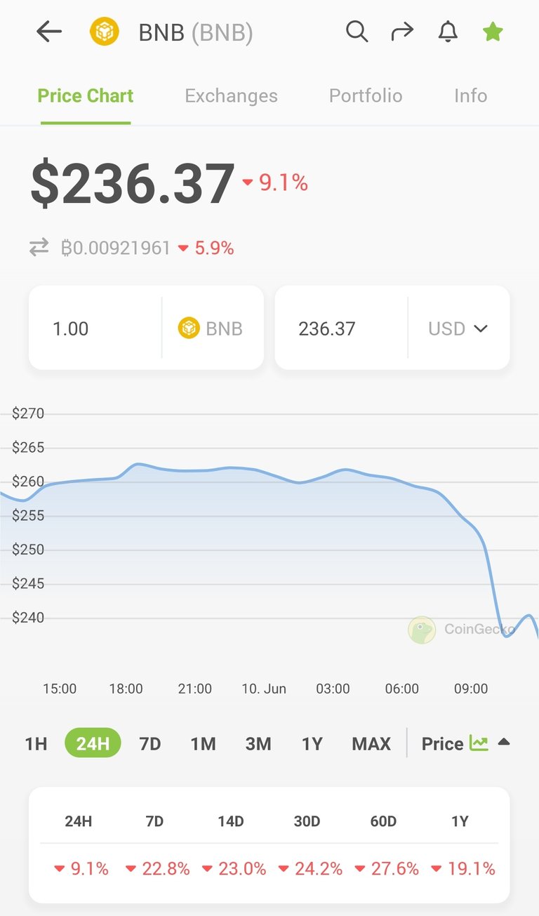 Buying BNB on 10th of June