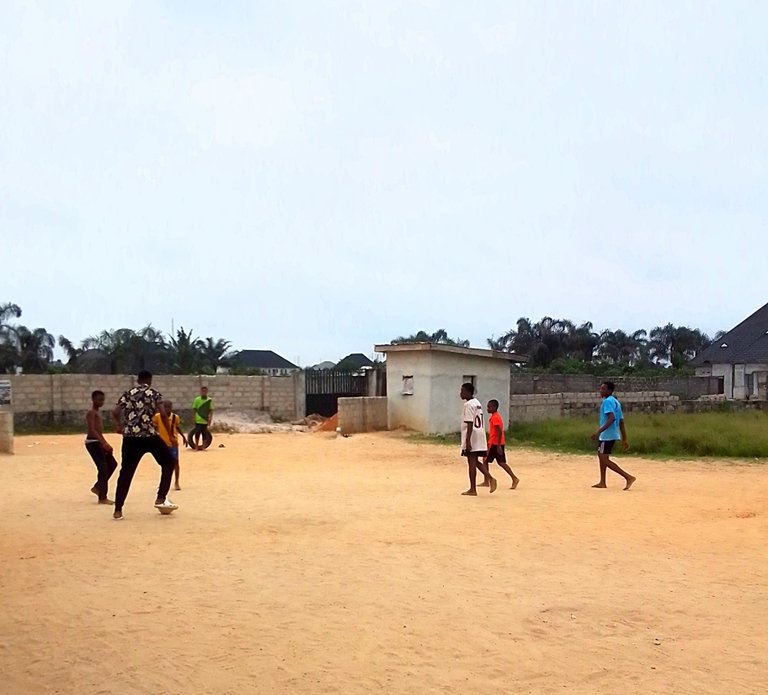 Young boys mostly play football on Saturdays