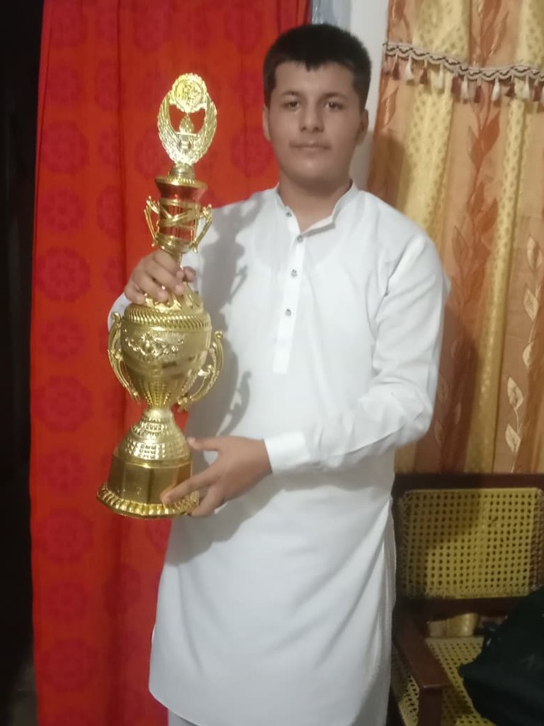 My younger brother won the badminton finals in his school's competitions