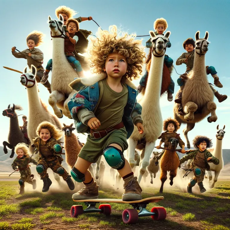 DALL·E 2024-04-19 16.23.01 - Picture an exhilarating action scene featuring an army of curly-haired, mixed-race toddlers, embodying the spirit of adventure and camaraderie. Half o.webp
