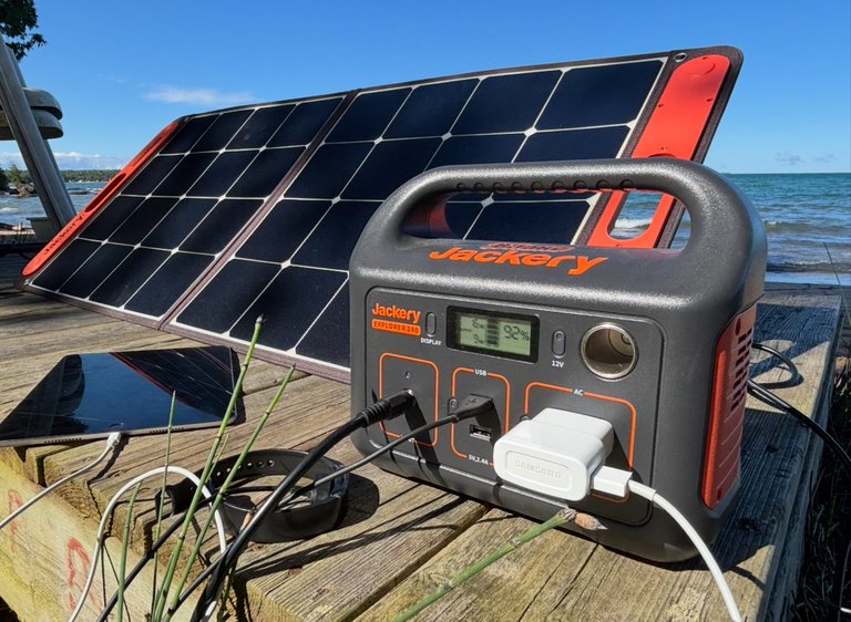 Offgrid Solar Power Charging Station on the beach