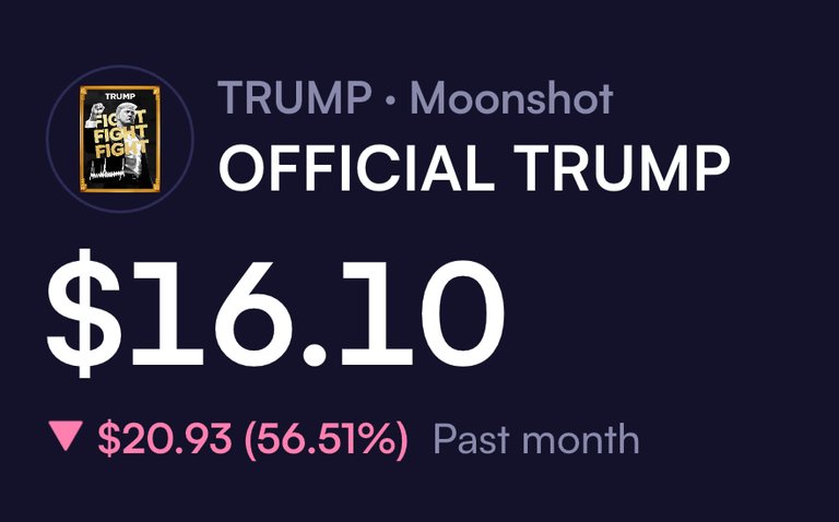 The Official Trump Meme Coin crashes 56%