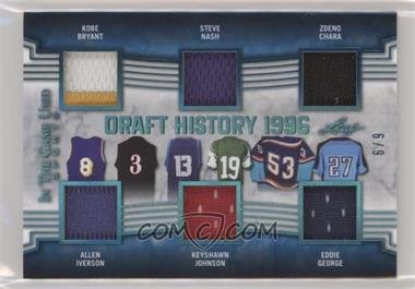 2019 Leaf In The Game Used Sports - Draft History 6 Relics - Teal #DH-09 - Kobe Bryant, Allen Iverson, Steve Nash, Keyshawn Johnson, Zdeno Chara, Eddie George /9 - Courtesy of COMC.com