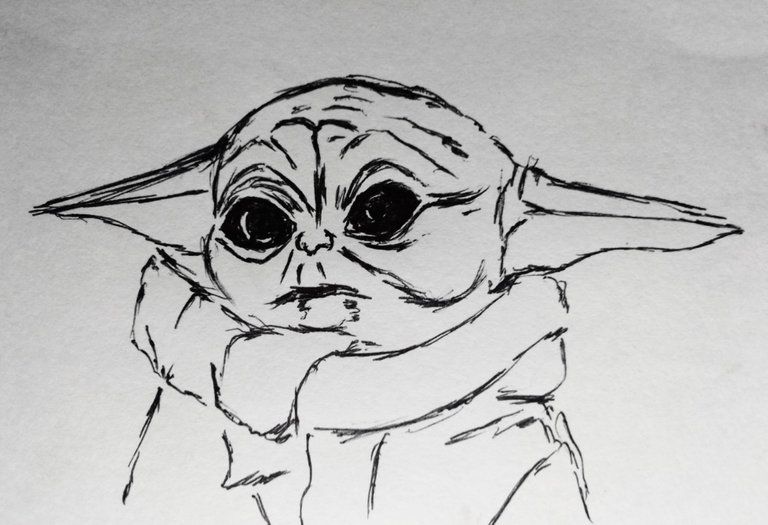 Baby Yoda From Star Wars Ink Drawing Hive