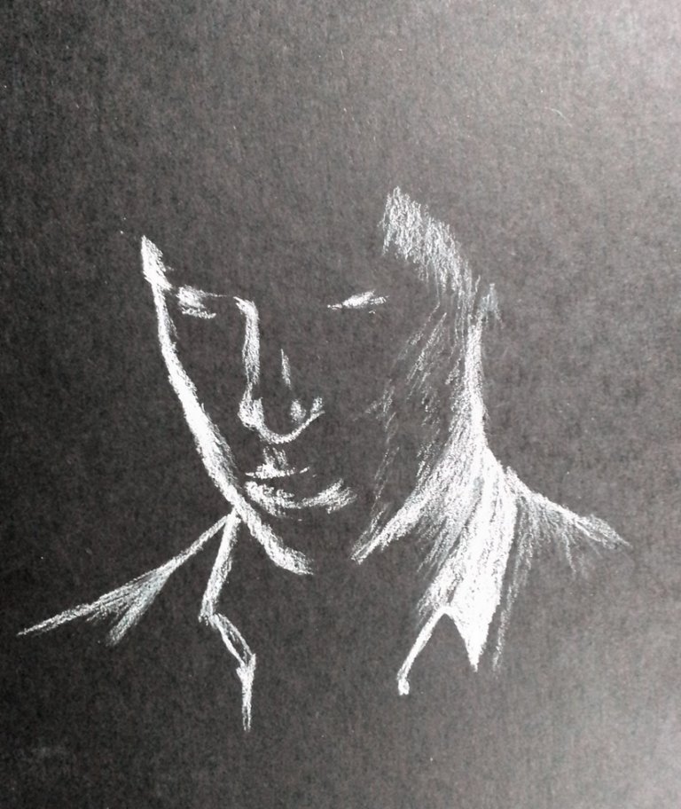 First time using white charcoal on black paper! : r/drawing