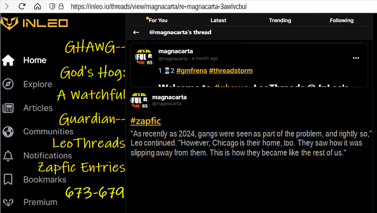 GHAWG-- God's Hog: A Watchful Guardian-- LeoThreads Zapfic Entries 673-679