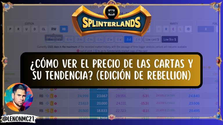 ¿Cómo ver el precio de las cartas y su tendencia? (Edición de Rebellion) [ES-EN]