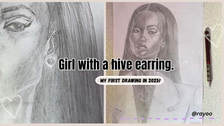 Girl with a hive earring: my first drawing in 2025! 