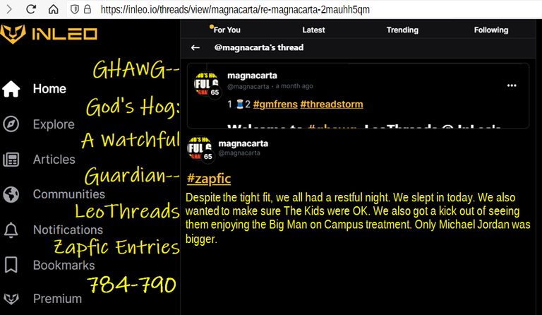 GHAWG-- God's Hog: A Watchful Guardian-- LeoThreads Zapfic Entries 784-790