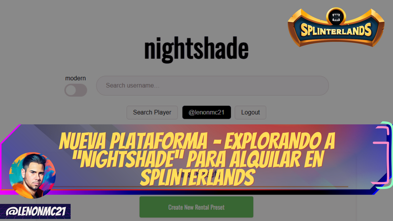 Nueva plataforma – Explorando a “Nightshade” para alquilar en Splinterlands [ES-EN]