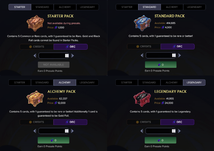 Remaining Presale Packs (Splinterlands: Conclave Arcana)
