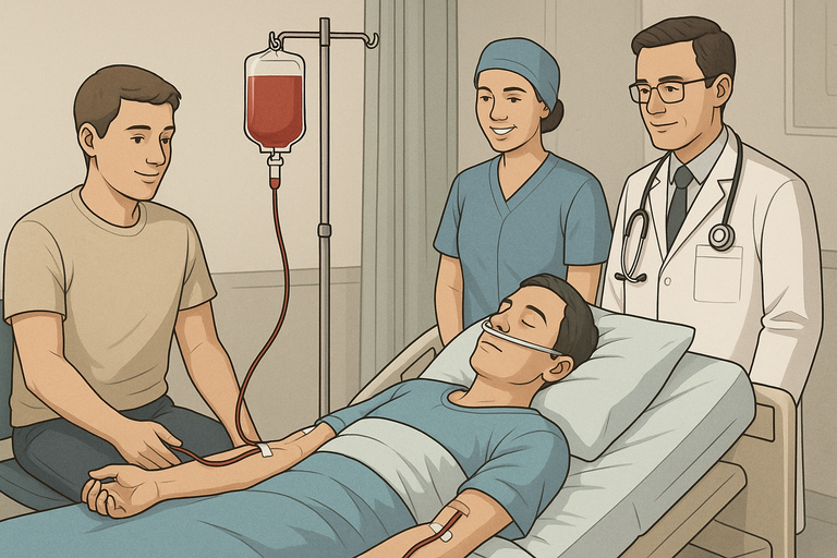 Free blood donation and humanitarian awareness