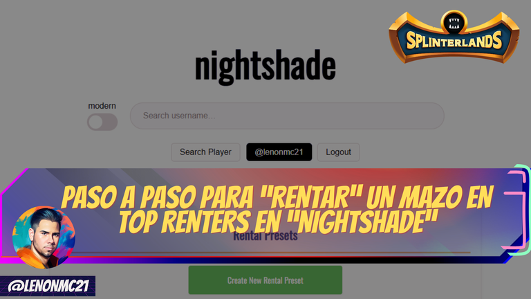 Paso a paso para “Rentar” un mazo en Top Renters en “Nightshade” [ES-EN]