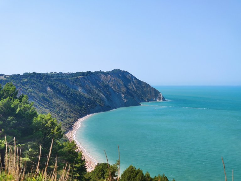 This is the view from Conero area. The beach is immediately underneath the rocks, making it a unique scenery