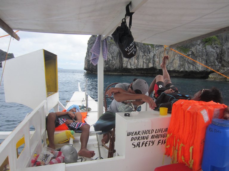 Not everyone found the meal light....the crew sleeps while the rest run amuck on the boat for a bit of time.