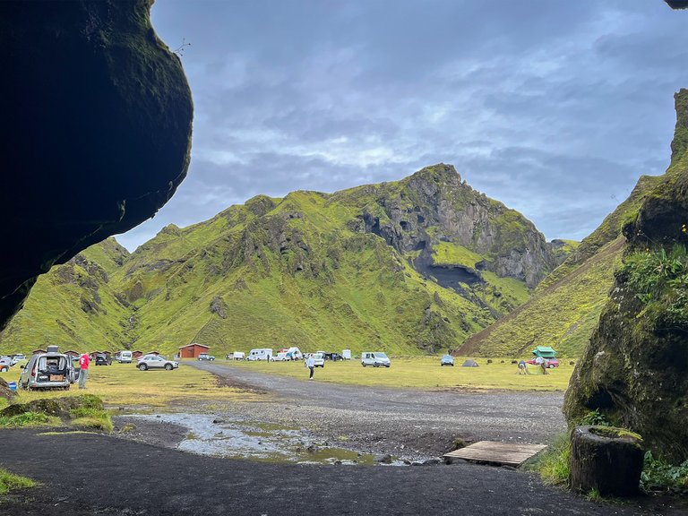 The view from the kitchen of the campsite.