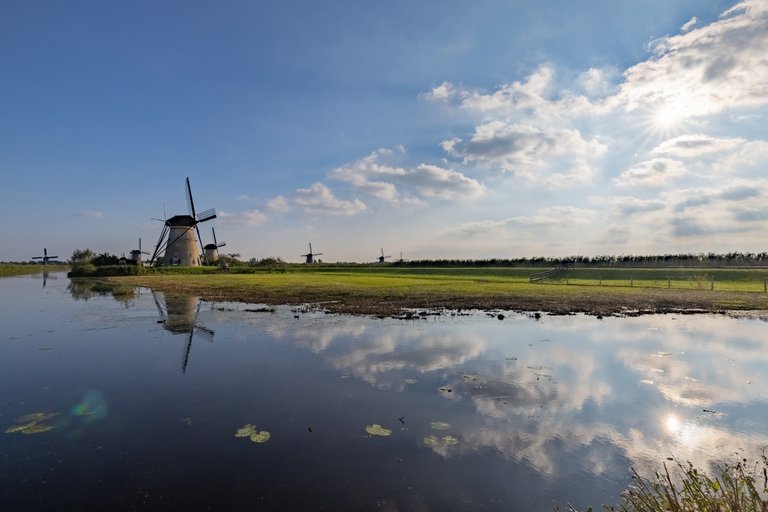 Windmill reflection at Kinderdijk, The Netherlands