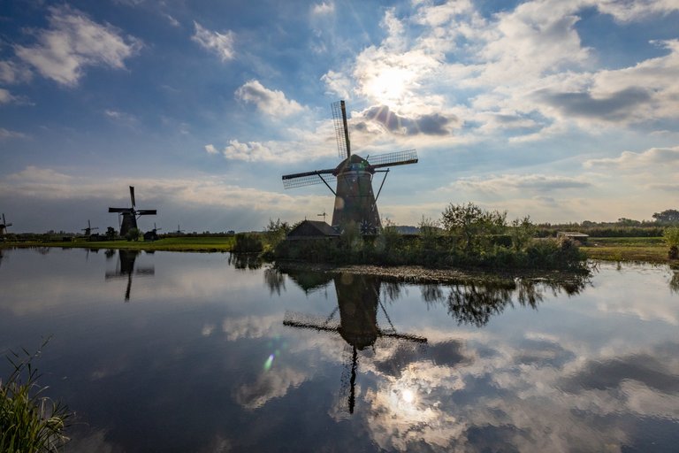 Windmill reflection at Kinderdijk, The Netherlands