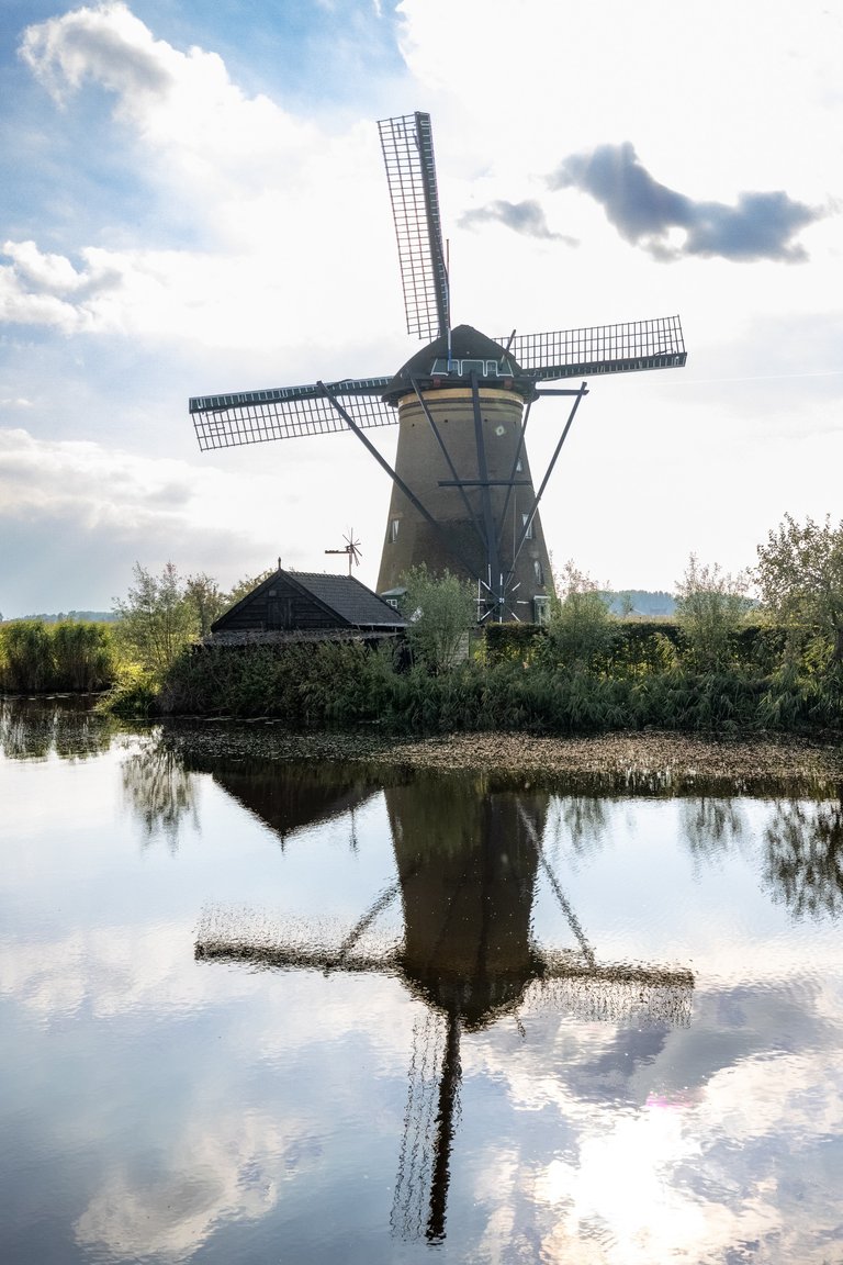 Windmill reflection at Kinderdijk, The Netherlands