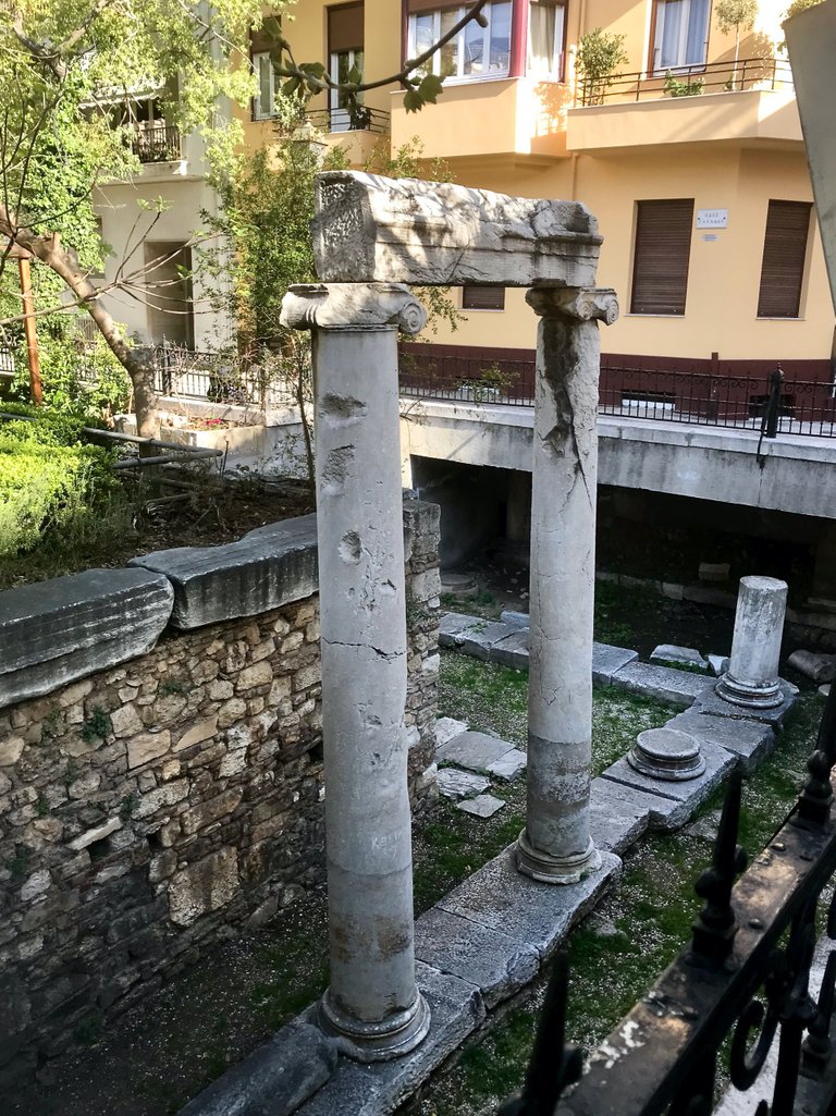 Ancient Roman Ruins in Plaka Marketplace - Athens, Greece